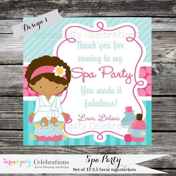 DIY Printable Favor Tags Spa Party Gift Tags Square Thank