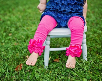 Hot Pink or RED Leg Warmers Baby Outfit leggings pants with cotton ruffles Valentines