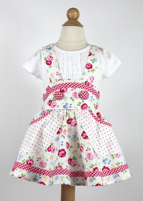 Vintage school jumper skirt suspenders pdf sewing pattern girl