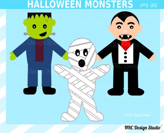 Halloween Clip Art - Halloween Monsters Clip Art - Digital Halloween Monsters Clipart Il_570xn