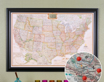 Framed Push Pin World Travel Map By PushPinTravelMaps On Etsy