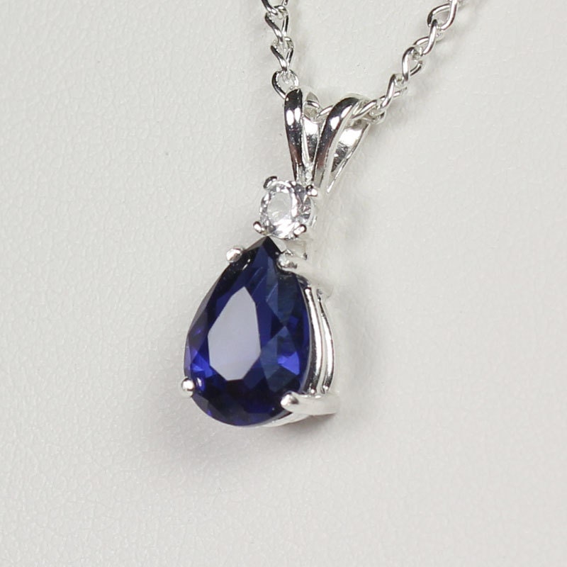 Blue Sapphire Sterling Silver Necklace / Blue Sapphire Pendant