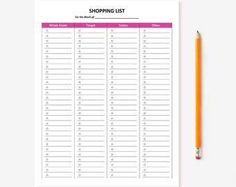 customizable grocery list template