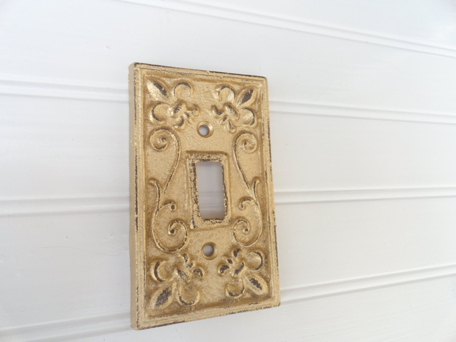 Switch Plate Single Switchplate Gold Light Switch by JUNKINTIME
