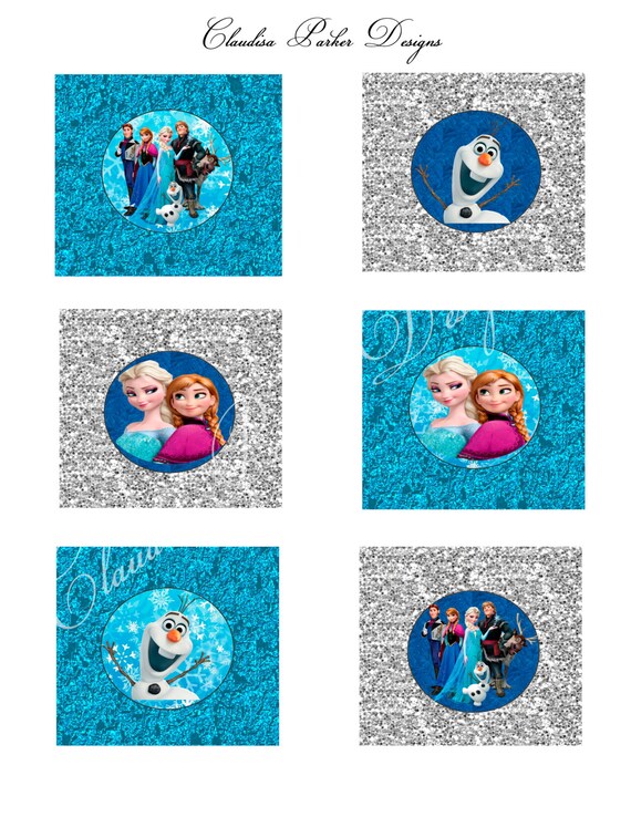 Frozen cupcake toppers, Frozen 2inch circles, tags, stickers, DIY printable, disney kids party, Frozen party printables, Anna, Elsa, Olaf Il_570xn