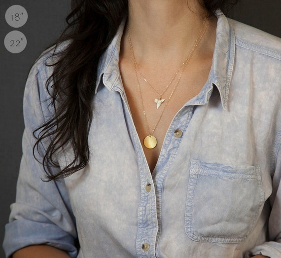 Dainty Gold Shark Tooth Necklace // White Shark Tooth on Gold Fill Chain // Great Layering Necklace
