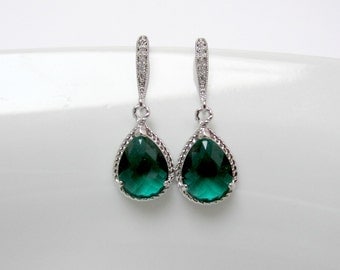 zirconia emerald earring , emerald drop earring , emerald stone earring , bridesmaid green earring , green cz earring , green earrings