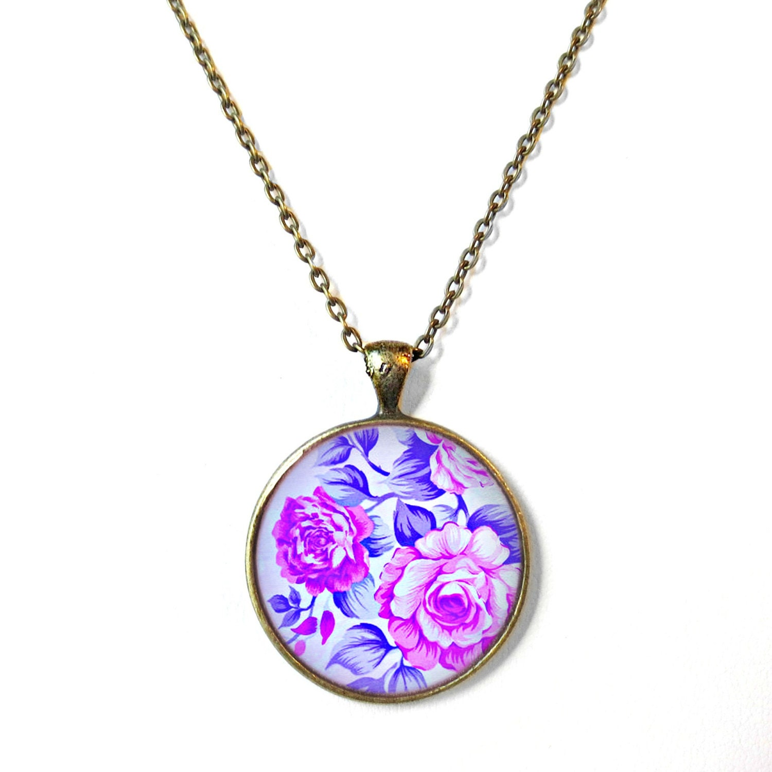 Purple and Indigo Trendy Floral Necklace Vintage by SnarkFactory
