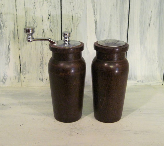 Vintage Olde Thompson pepper mill and salt by HTArtcraftAndVintage