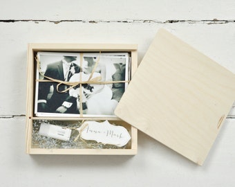 PHOTO&USB box for 4" x6" (10x15cm) prints with compartment for usb, wedding box, packaging for photographers, photography packaging, wedding