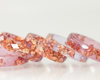 Resin Ring - Raspberry Plum Faceted Eco Resin Ring with Copper Flakes
