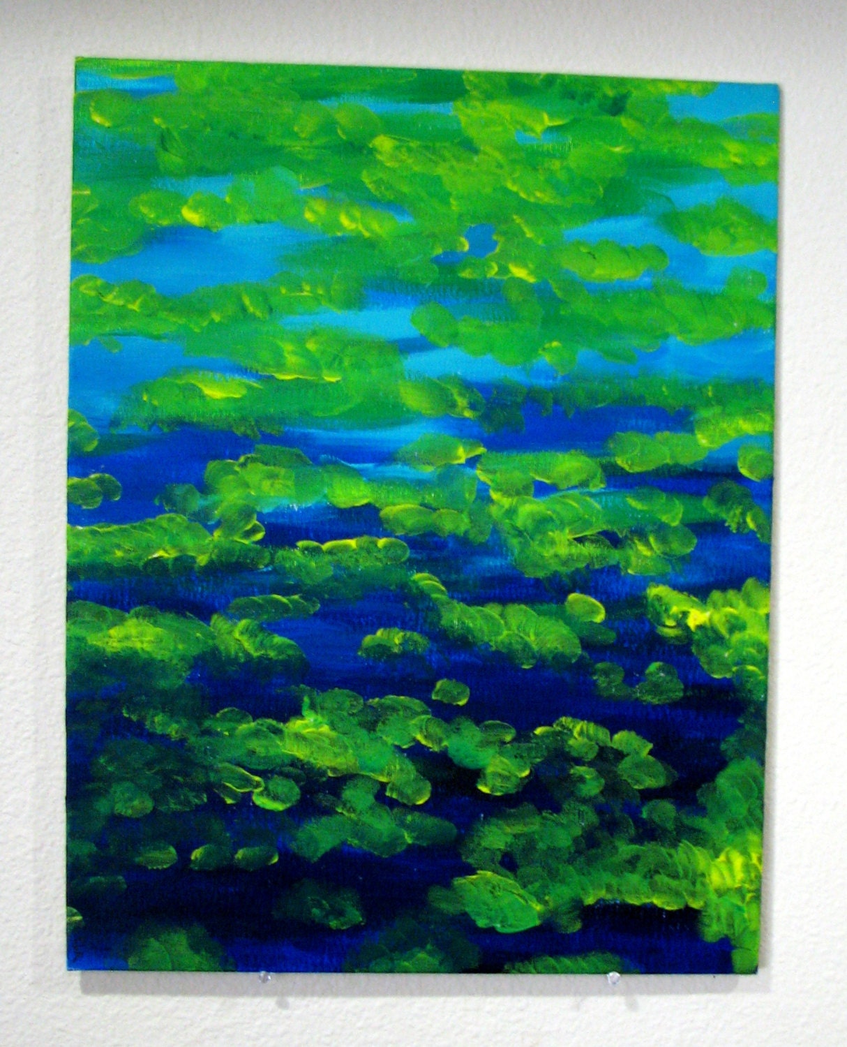 Abstract Lily Pads on Pond 14 x 18 painting by EccentricIndigo