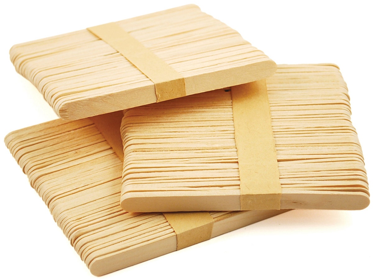 100 natural Wood POPSICLE CRAFT STICKS flat mix mixing wooden