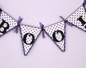 Ready to Ship - Halloween Banner - Boo Sign - Paper Bunting - Halloween Polka Dot Banner - Black and Purple Banner - Photo Prop Il_170x135