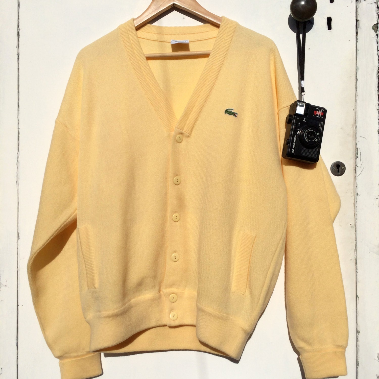 1970s/1980s Lacoste Yellow Cardigan for Men Haute Juice