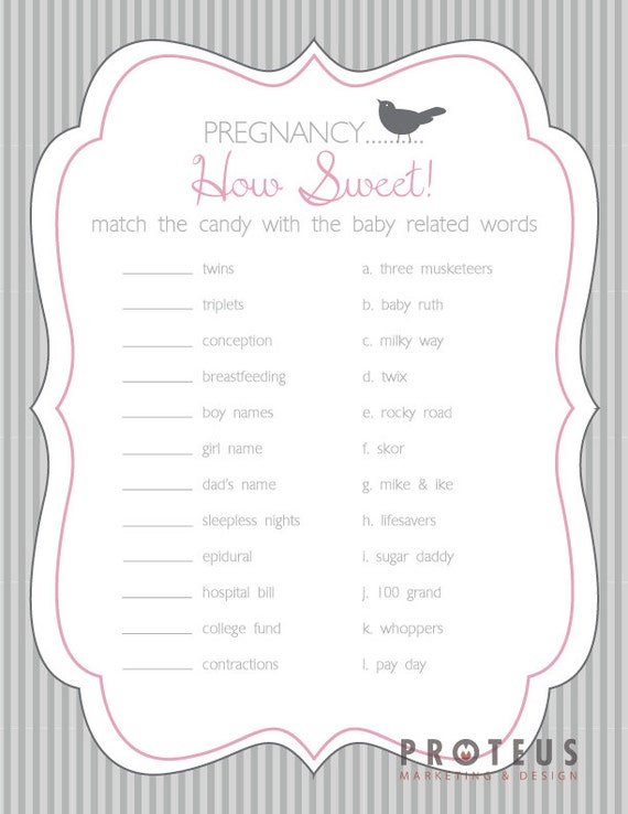 Items similar to Pregnancy, How Sweet! Baby Shower Game on ...