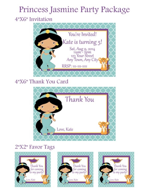 Items similar to Printable Princess Jasmine Birthday Party Package ...