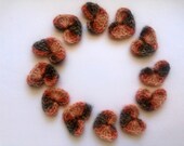 Crochet hearts - set of 12 - a dozen of brown heart appliques, crochet embellishments, ornaments, decoration, brown shades
