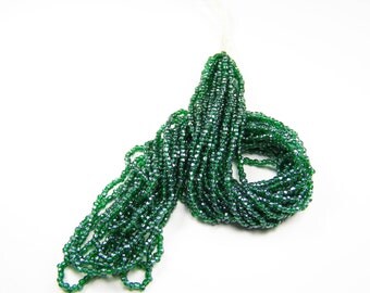 3 Cut. Czech Seed Beads. Size 9, 1 Hank, Forrest Green