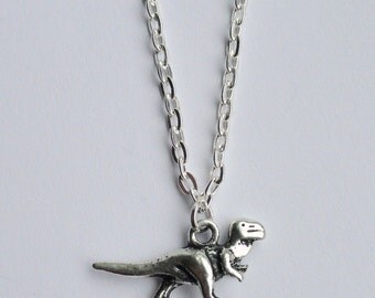 Silver dinosaur necklace, Dino necklace, T Rex necklace, Animal necklace, Quirky dinosaur necklace, Quirky necklace,Gifts