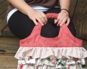 Cottage Chic / Shoulder tote bag / Girls Purses / Accessories / Womens Handbags / Ruffled FLAPPER BAG in three sizes and many fabric colors.