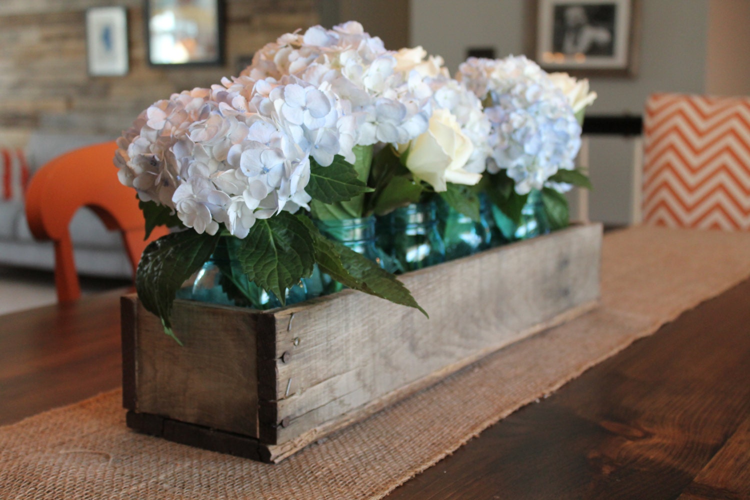 Rustic Wooden Planter Centerpiece Box by LennyandJennyDesigns