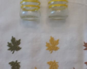Vintage Clear with Yellow Stripes Beehive Salt and Pepper Shakers