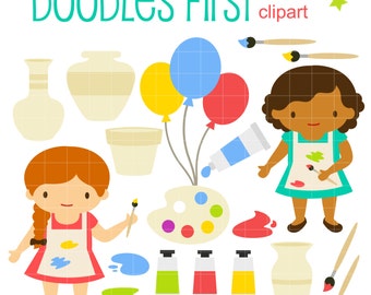 Pottery Painting Party Digital Clip Art for Scrapbooking Card Making Cupcake Toppers Paper Crafts