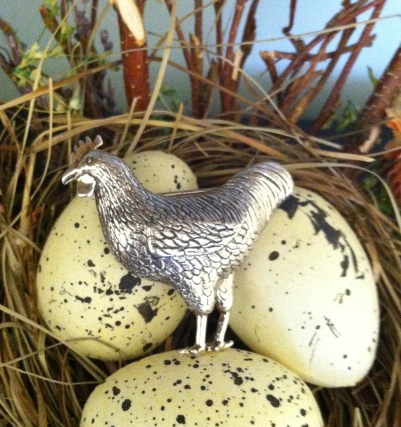 & ltd h (blackburn) co breakell Vintage Silver Handmade Brooch Rooster JH Breakell Sterling