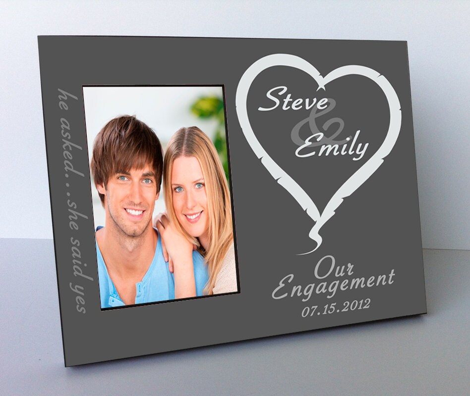 She Said Yes Personalized Engagement Picture Frame By Thesubshoppe