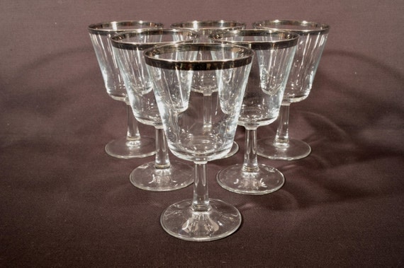 Dorthy Thorpe Style Silver Rimmed Cocktail Glasses France