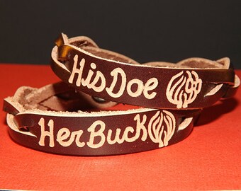 Couples Bracelets - His and Her Bracelet Custom - Personalized Couples Bracelets - Leather Bracelets Sold Separately