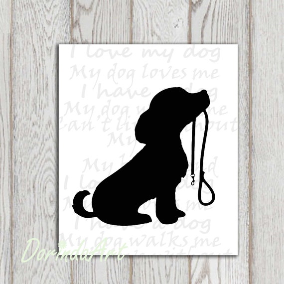 Dog printable Puppy print Dog walking Dog lovers Black white