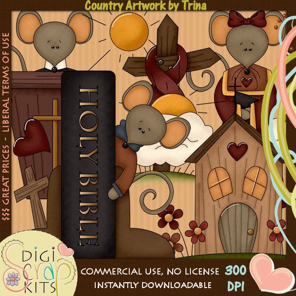 Church Mice 1 Digi Web Studio Clip Art Download by Trina