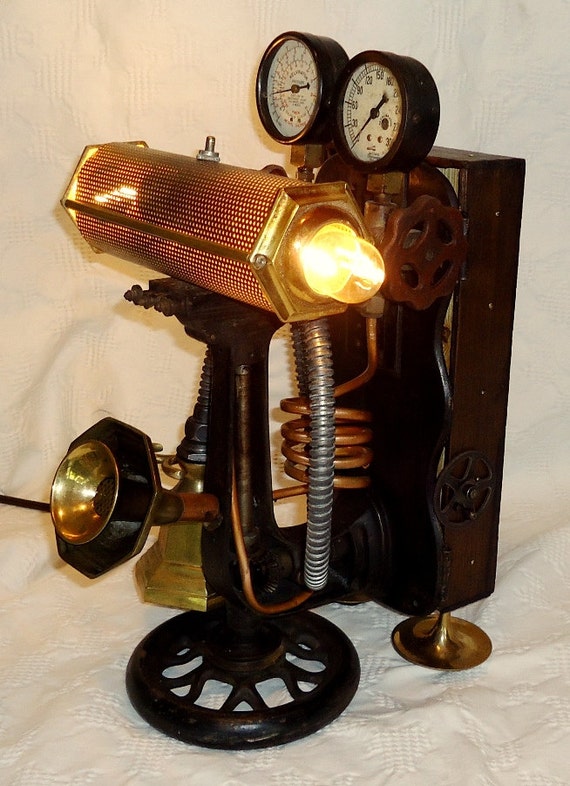 Items similar to OOAK Steampunk LAMP machine age UPCYCLED victorian
