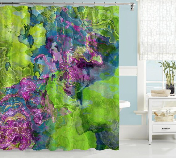 Contemporary shower curtain abstract art bathroom decor