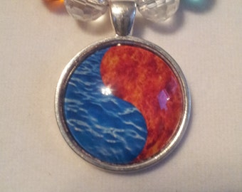 MINI SET W/TAIL - CRYSTAL YIN YANG