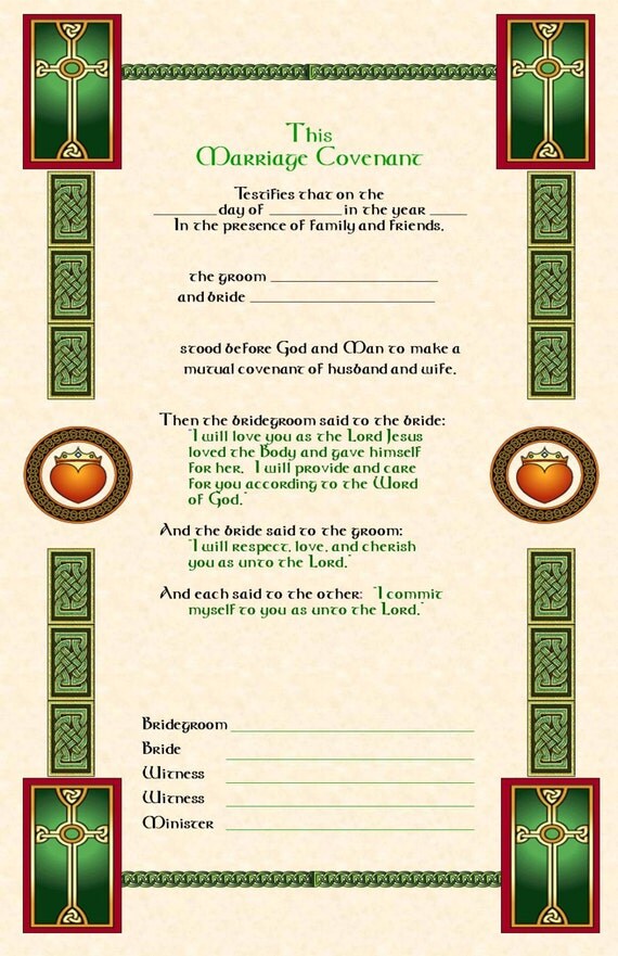 Celtic Wedding Certificate Celtic Knot Certificate Marriage
