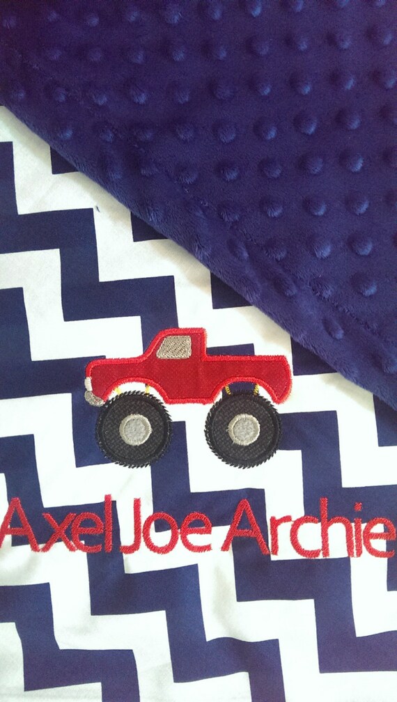 Personalized Truck Baby Blanket | Personalized Monster Truck Baby Blanket | Truck Baby Blanket ...