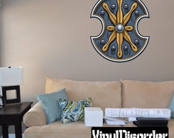 Sheild Wall Decal - Wall Fabric - Vinyl Decal - Removable and Reusable - ShieldUScolor012ET