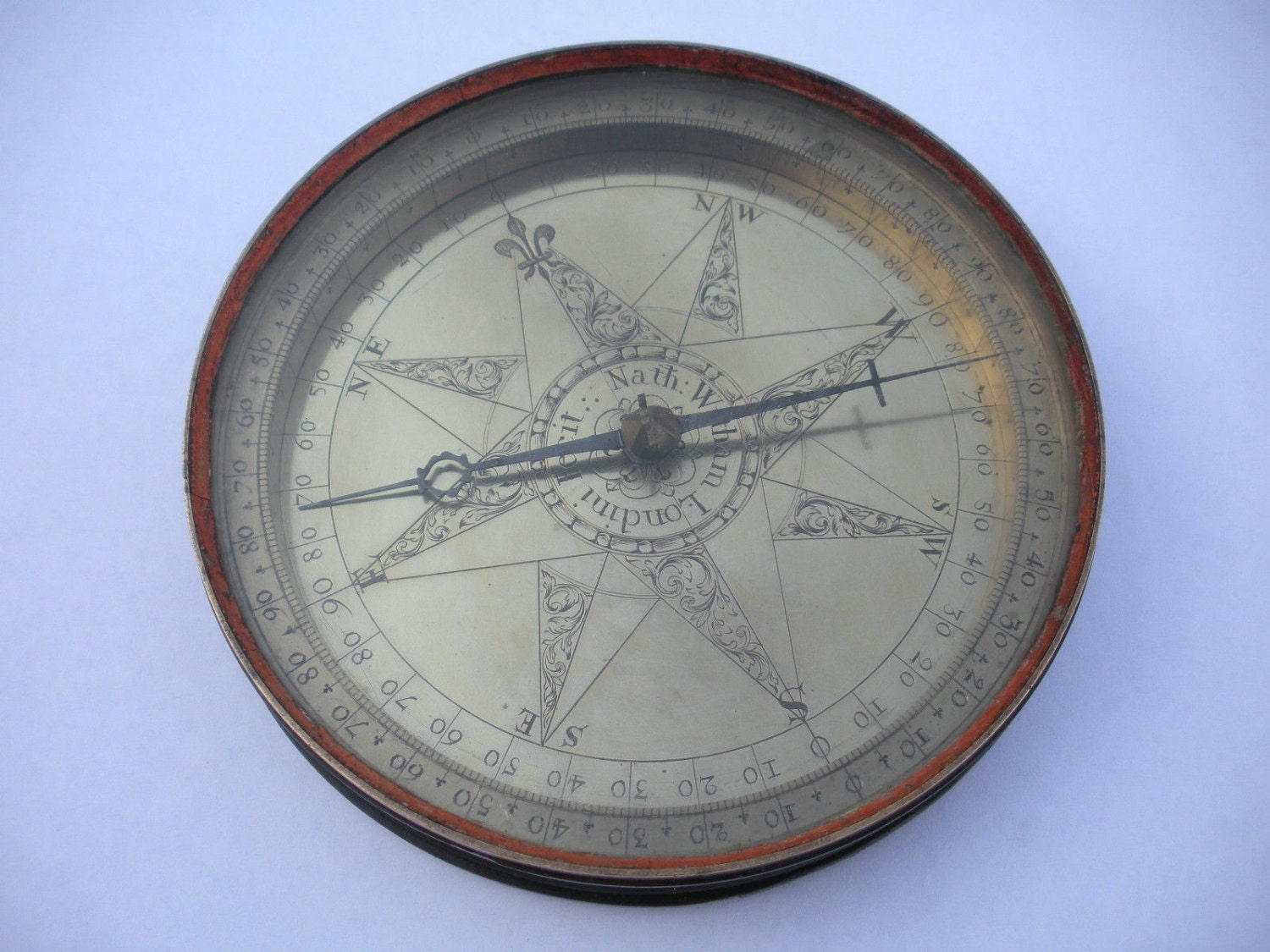 Early 1700s British Galleon Compass NATHANAEL WITHAM Londini