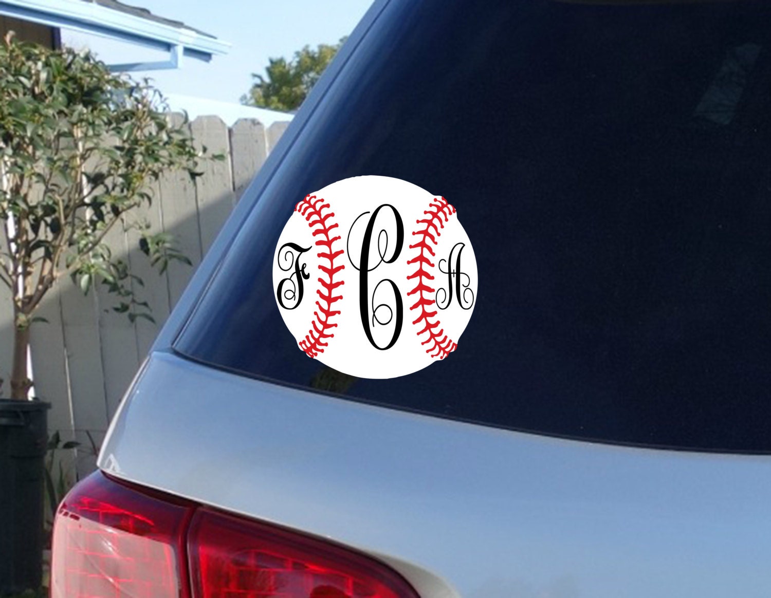 Baseball Monogram Car Decal Baseball Car Decal by JensVinylDecals