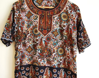 Vintage Kaftan Tunic Ethnic clothing Indian silk hippie blouse festival ...