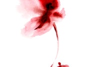 Abstract Red Flower Watercolor Painting Art Print - Minimalist - Abstract - Modern - Wall Art