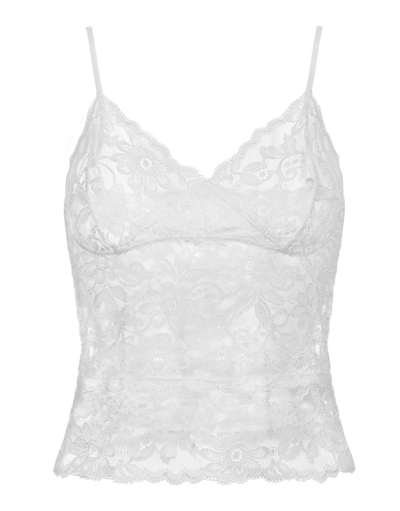 Lace Camisole White Bustier Sheer Top Sexy Cami Top 