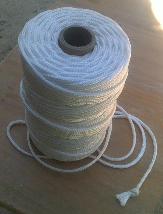 WHITE POLYESTER CORD, rope braided 5mm, 0,20 in