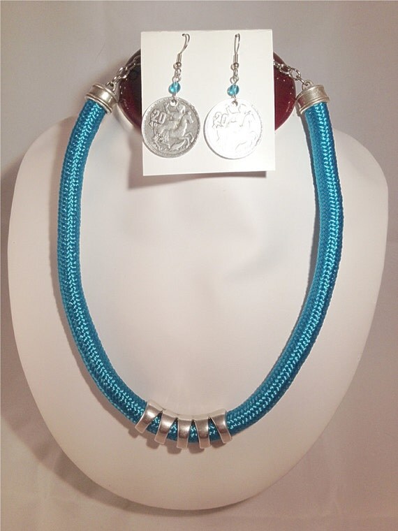 Beautiful Turquoise 3/8 Nylon Rope Necklace Set Specify