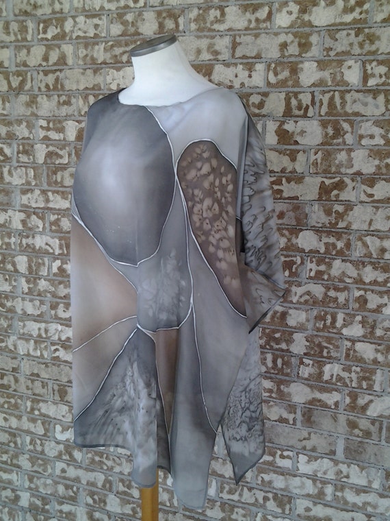 Woman clothing wearable art hand painted silk tunic