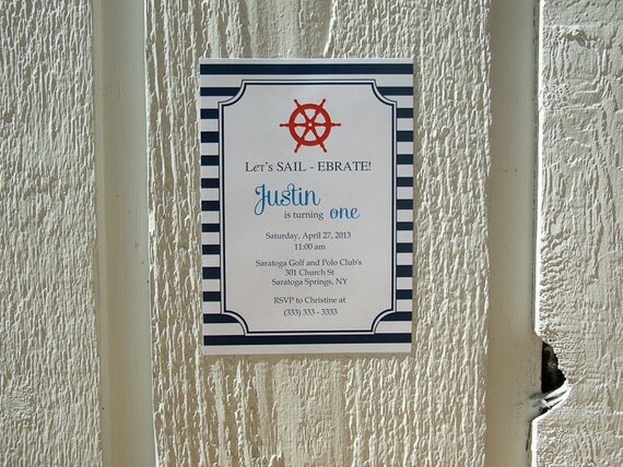 Nautical Birthday Party Invitation - Custom, Personalized Printable Card // NAU - 01 Il_570xn