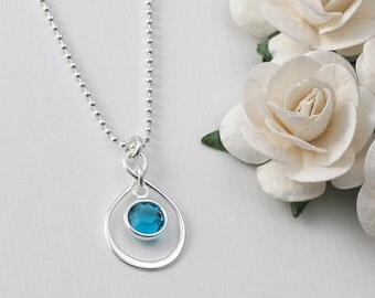 Infinity necklace with birthstone - sterling silver